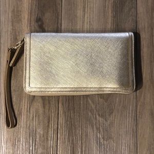 Gold Halogen zipper wallet